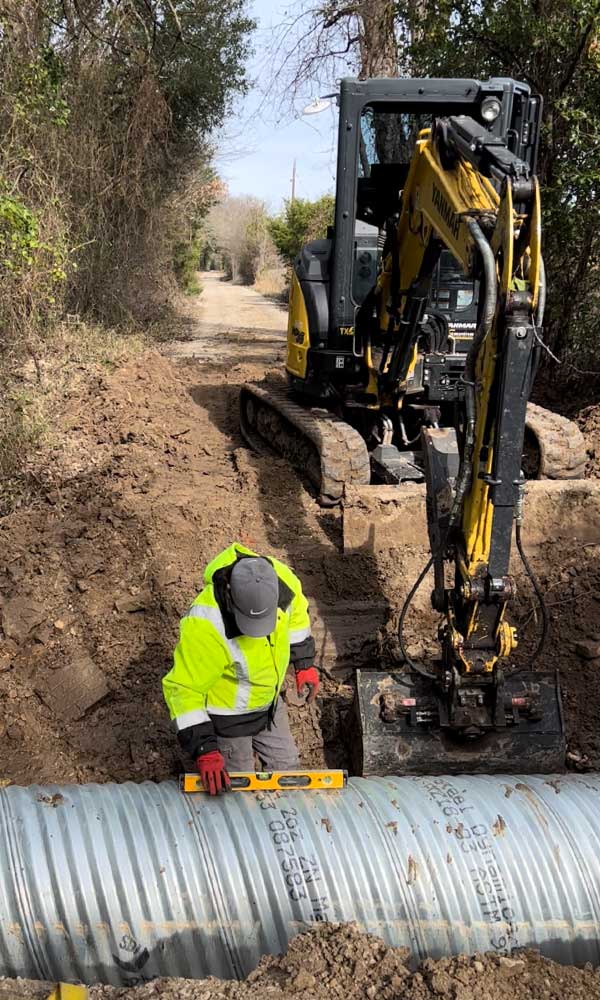 Culvert and drainage pipe installation for stormwater management in Charlotte